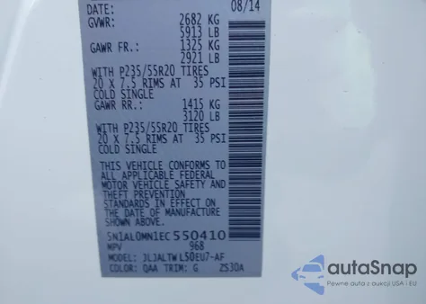 2014 Infiniti Qx60 z USA, uszkodzony, nr VIN 5N1AL0MN1EC550410